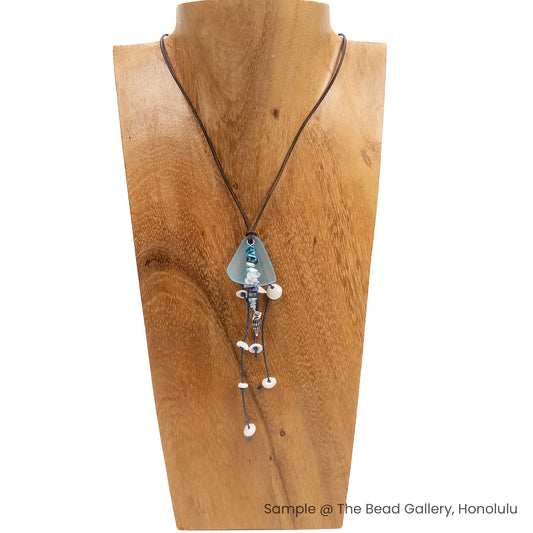 Recycled Glass Triangle Wave Pendant (3 Colors) - 1 pc.-The Bead Gallery Honolulu