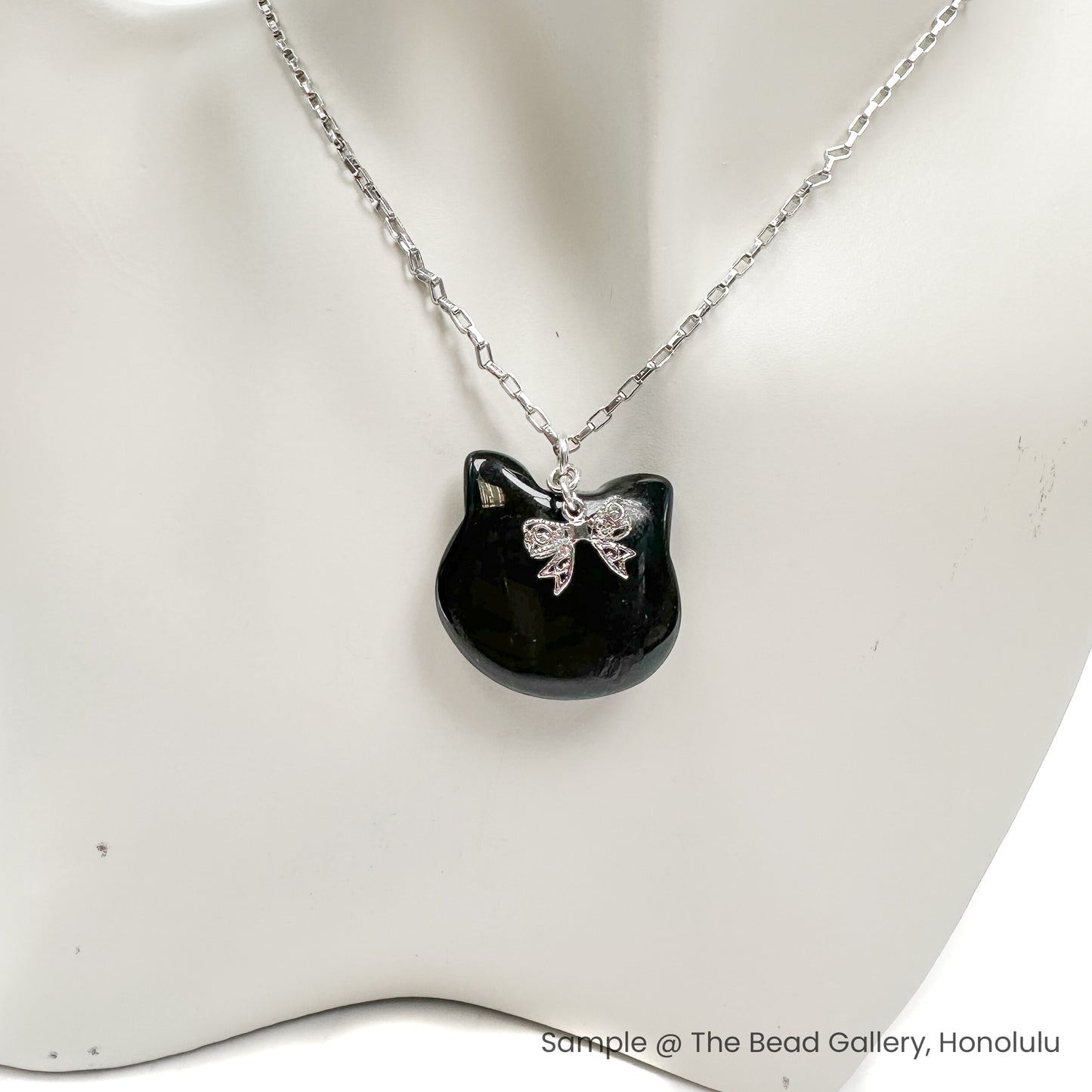 Black Onyx Cat Pendant - 1 pc.-The Bead Gallery Honolulu