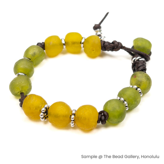 Yellow & Green Recycled Glass Bead Mix - 18 pcs. (KT328)