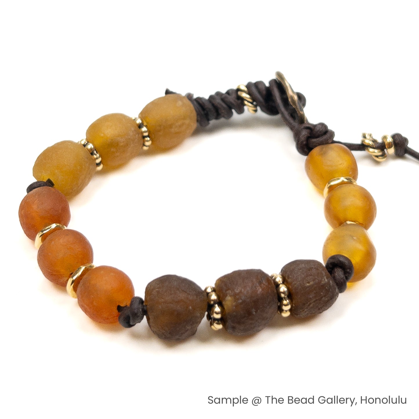 Amber & Brown Recycled Glass Bead Mix - 19 pcs.