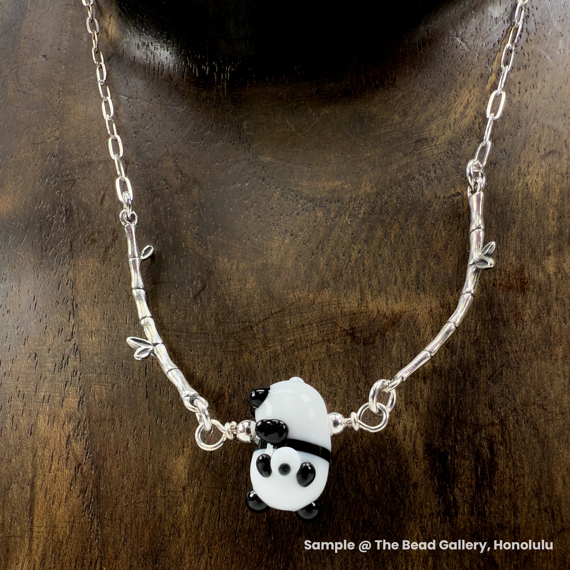 Chibi Handmade Glass Beads - Panda Rolling (LB282)-The Bead Gallery Honolulu