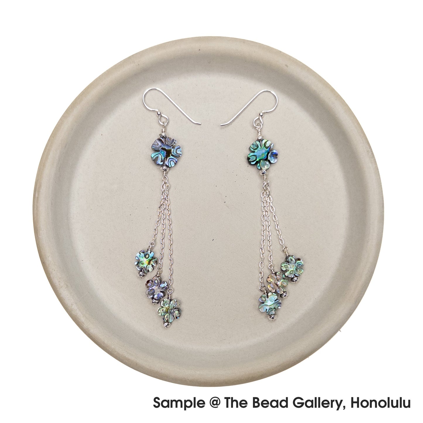 Abalone (Paua) Shell 10mm Flat Cherry Blossom Bead (P2355/GEM2058)