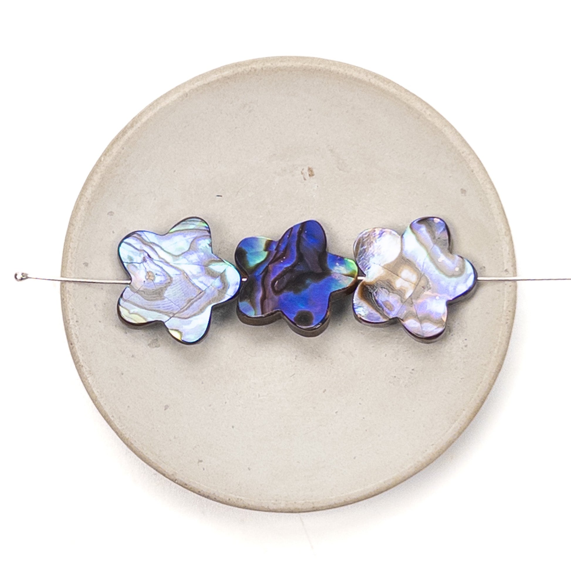 Abalone Shell 18mm Flat 5-Petal Flower Bead - 1 pc.-The Bead Gallery Honolulu