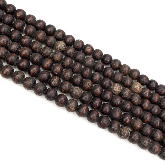 African Wood 11mm Round Bead - 17" Strand