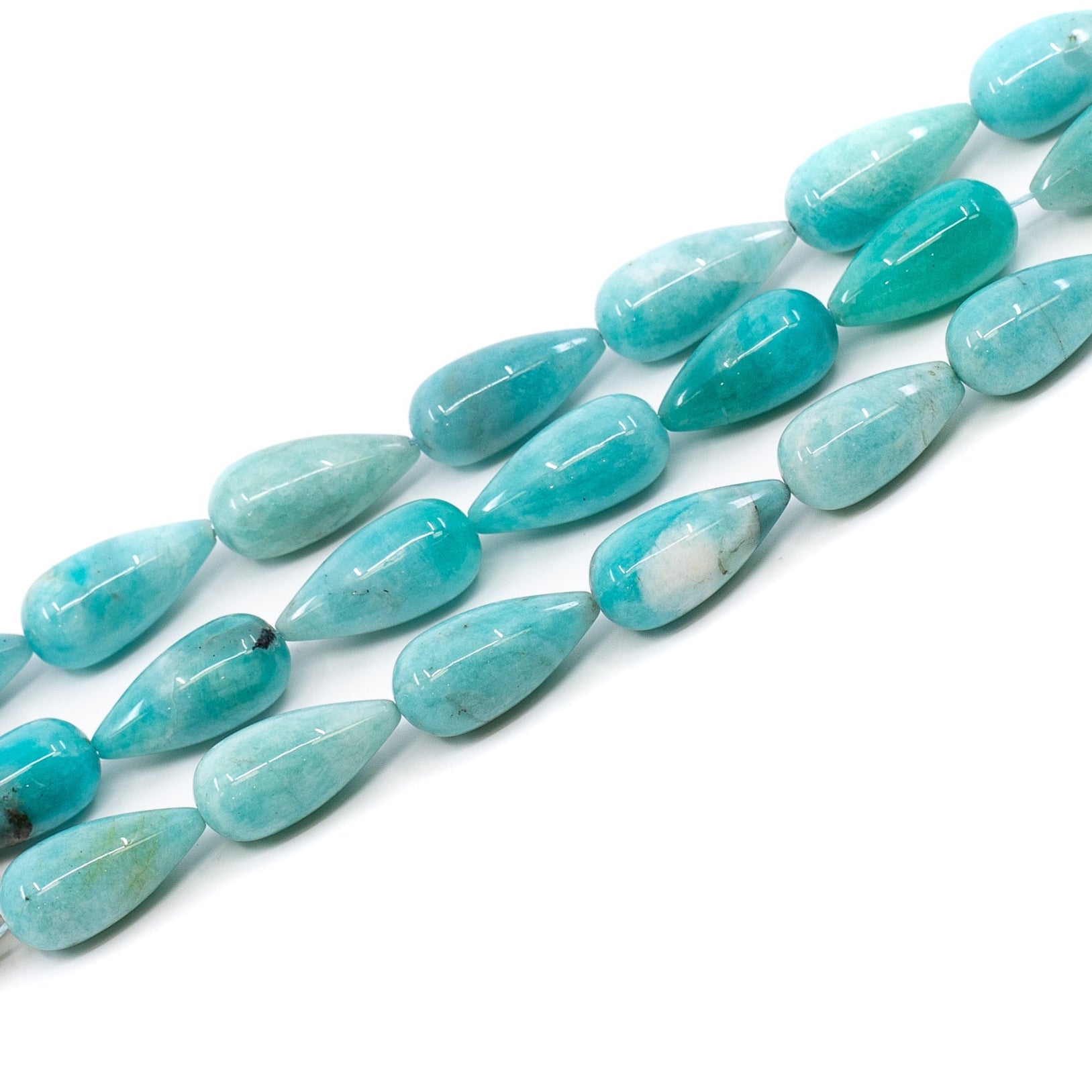 Amazonite 12x25mm Smooth Long Drill Drop Bead - 8" Strand