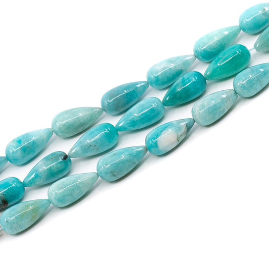 Amazonite 12x25mm Smooth Long Drill Drop Bead - 8" Strand