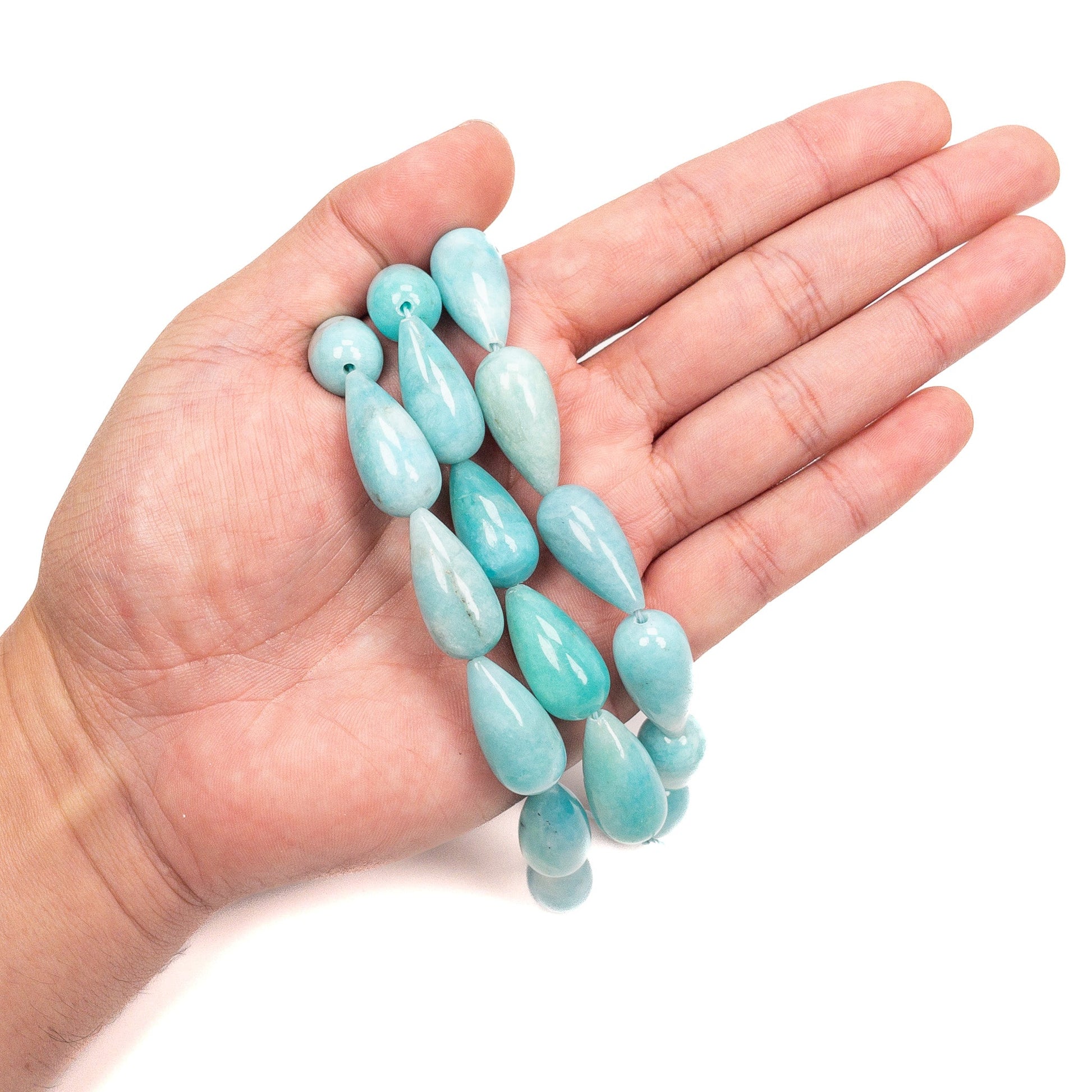 Amazonite 12x25mm Smooth Long Drill Drop Bead - 8" Strand