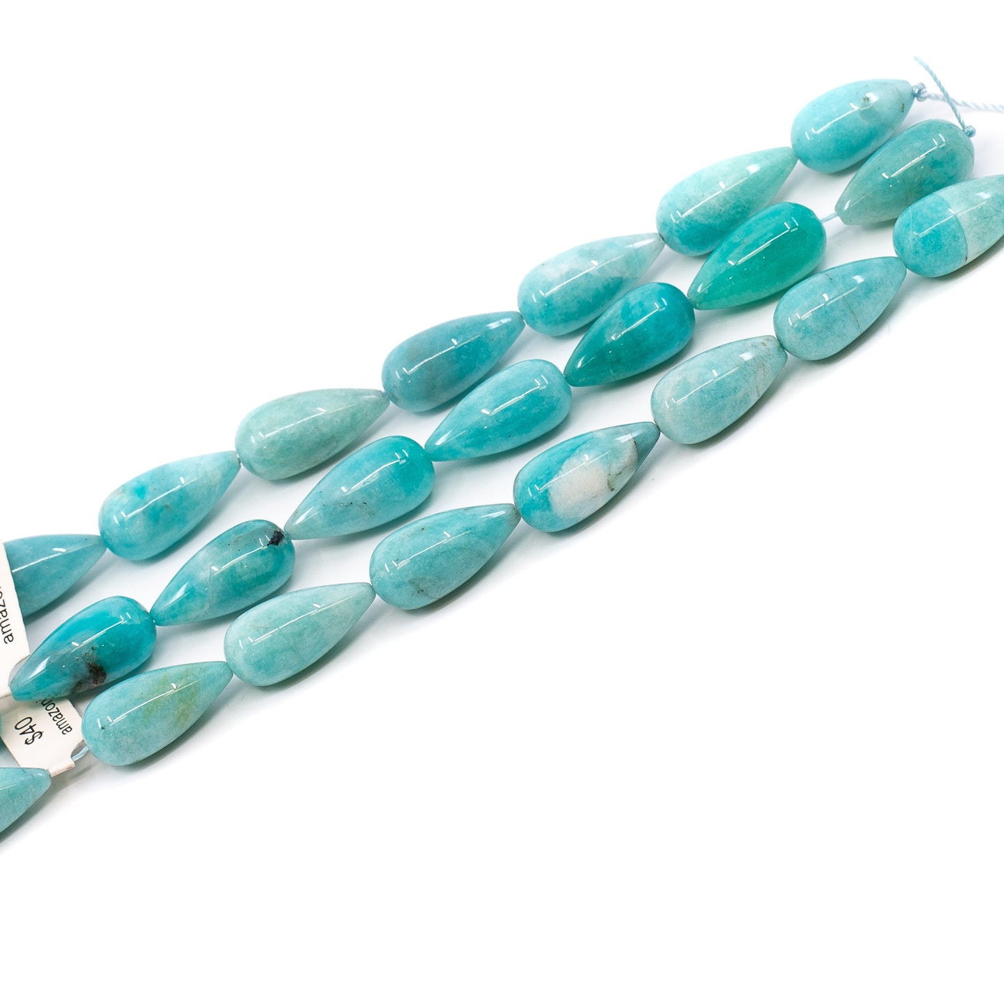 Amazonite 12x25mm Smooth Long Drill Drop Bead - 8" Strand