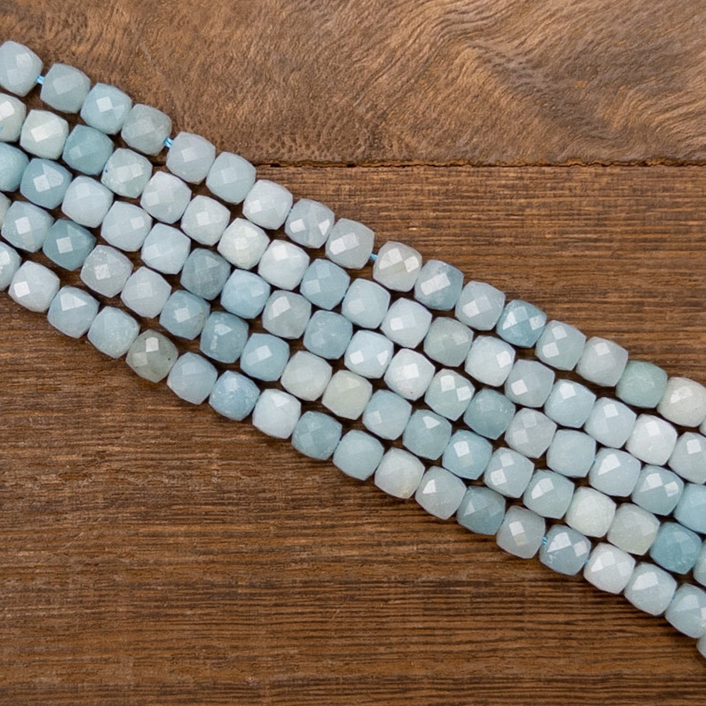 Amazonite 5mm Faceted Cube Bead - 3.5" MINI Strand