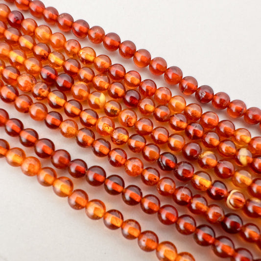 Amber 3.5mm Smooth Round Bead - 16" Strand (GEM2339)