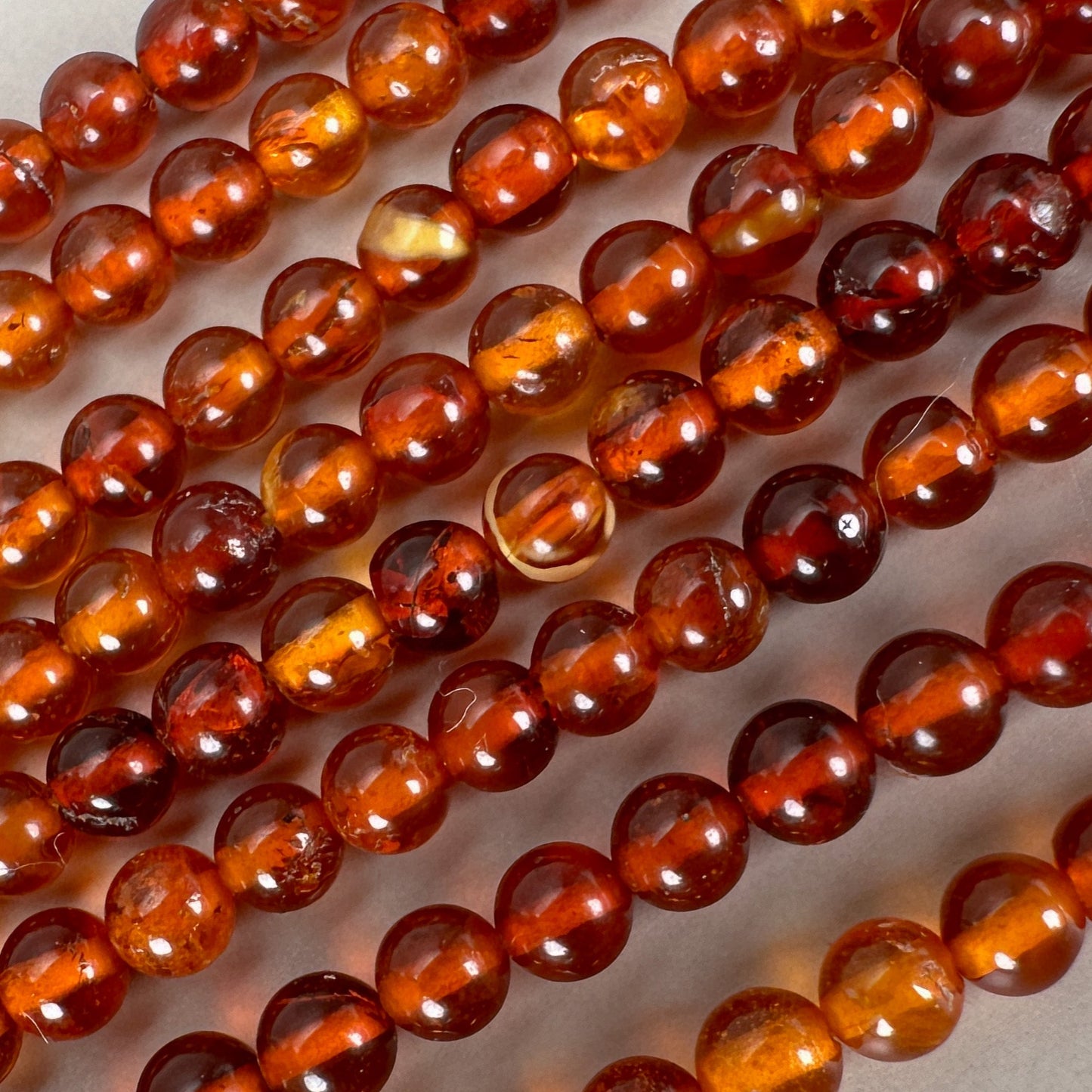 Amber 3mm Smooth Round Bead - 16" Strand (GEM2240)