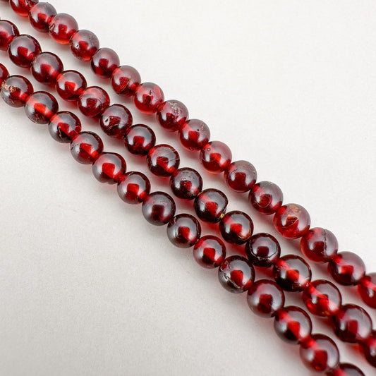 Amber 4mm Smooth Round Bead - (2 Lengths) (GEM2238)