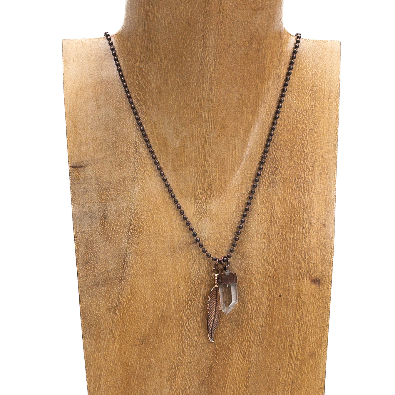 Antique Copper Free Spirit Feather Necklace (3 Charm Options Available)