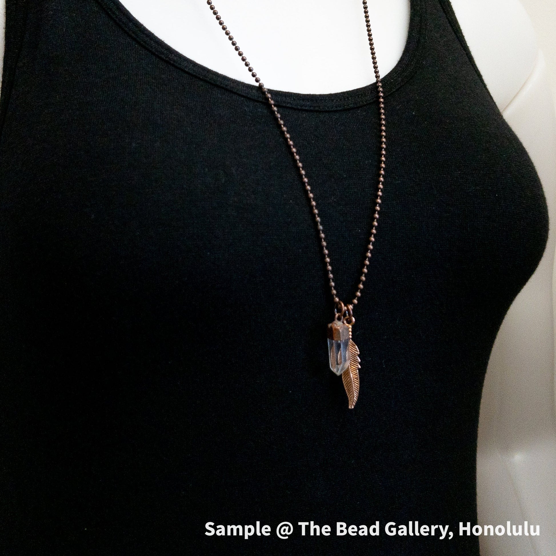 Antique Copper Free Spirit Feather Necklace (3 Charm Options Available)