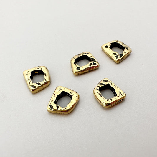 Antique Gold Plated Tiny Block Link - 5 pcs. (M1563)-The Bead Gallery Honolulu