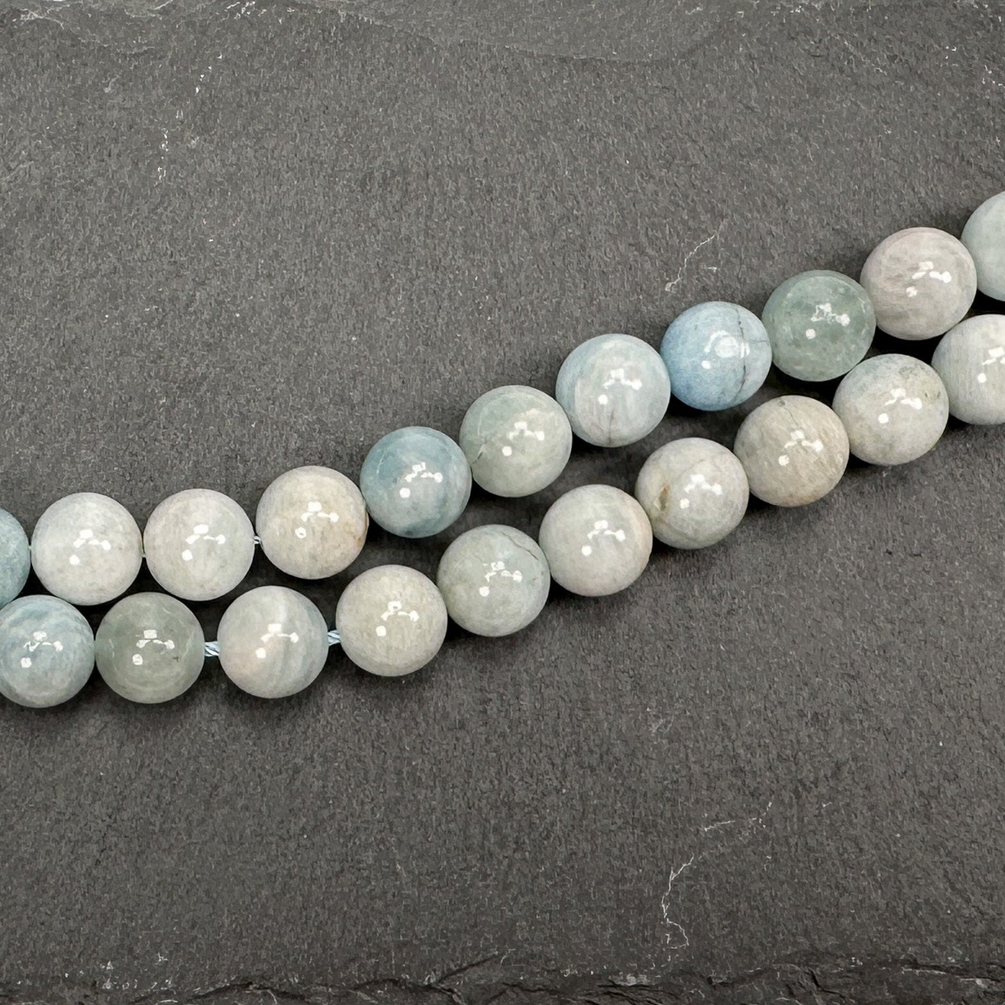 Aquamarine 10mm Smooth Round Bead - 7.75" Strand-The Bead Gallery Honolulu