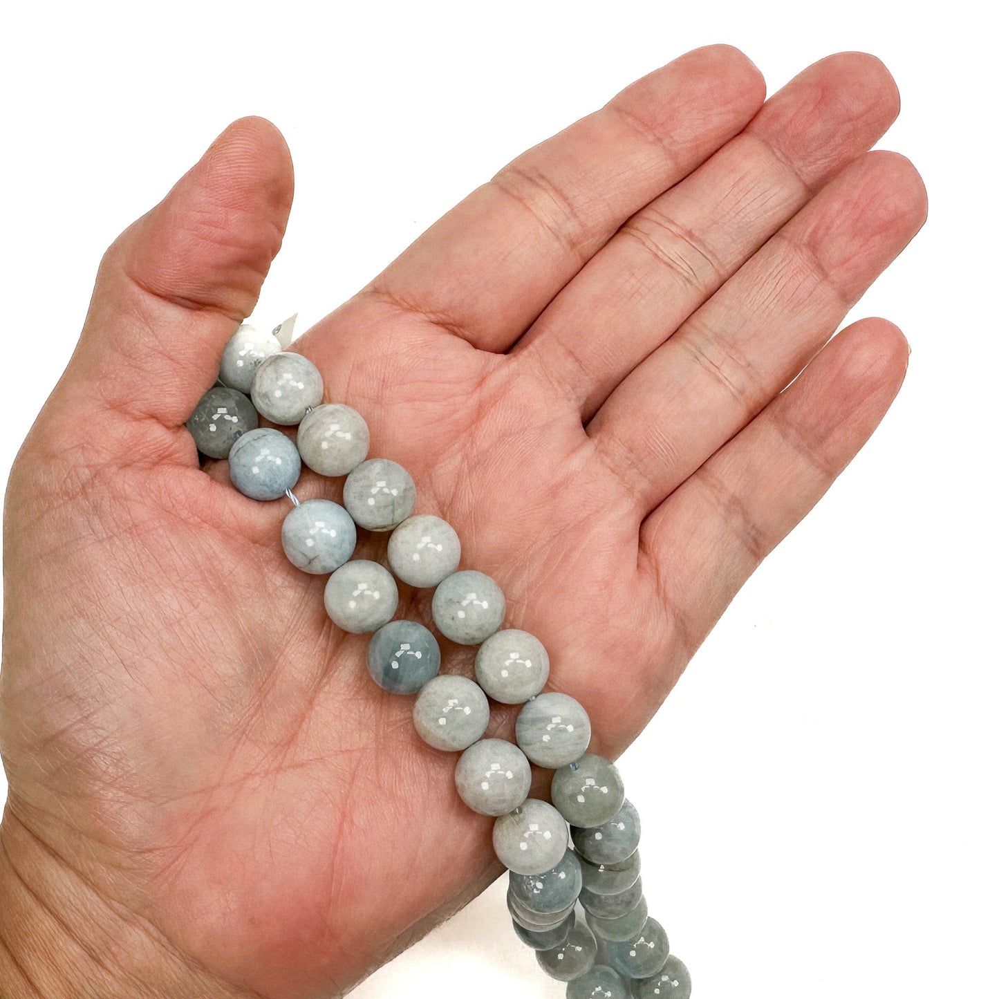 Aquamarine 10mm Smooth Round Bead - 7.75" Strand-The Bead Gallery Honolulu