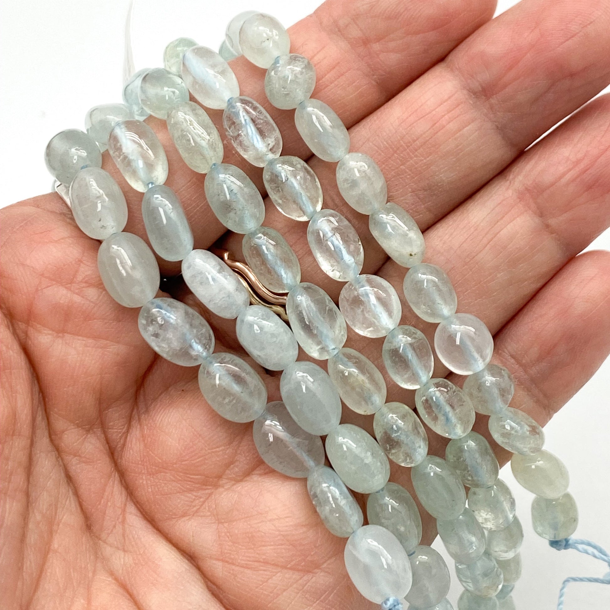 Aquamarine 11x6mm Tumbled Nugget Bead - 8" Strand