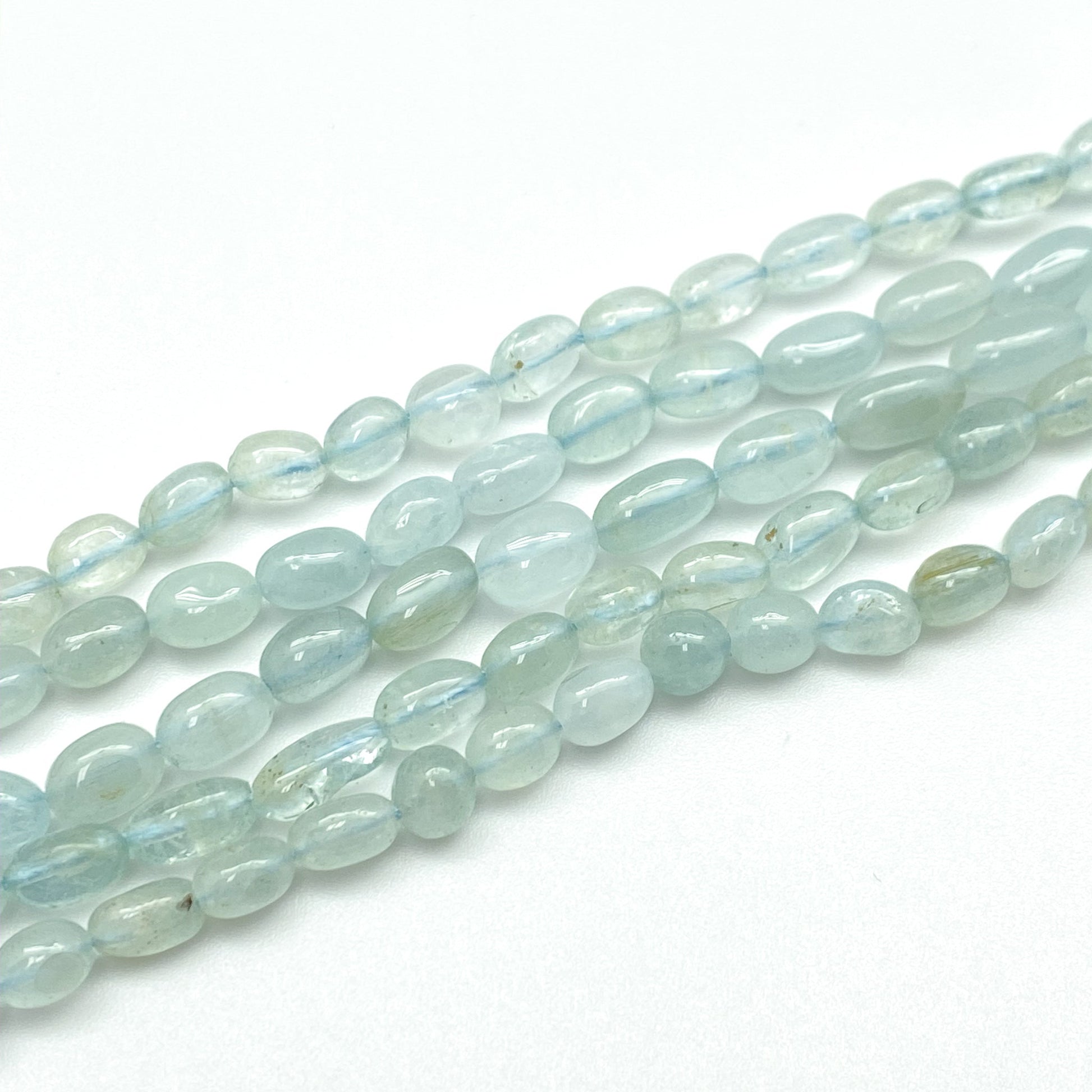 Aquamarine 11x6mm Tumbled Nugget Bead - 8" Strand