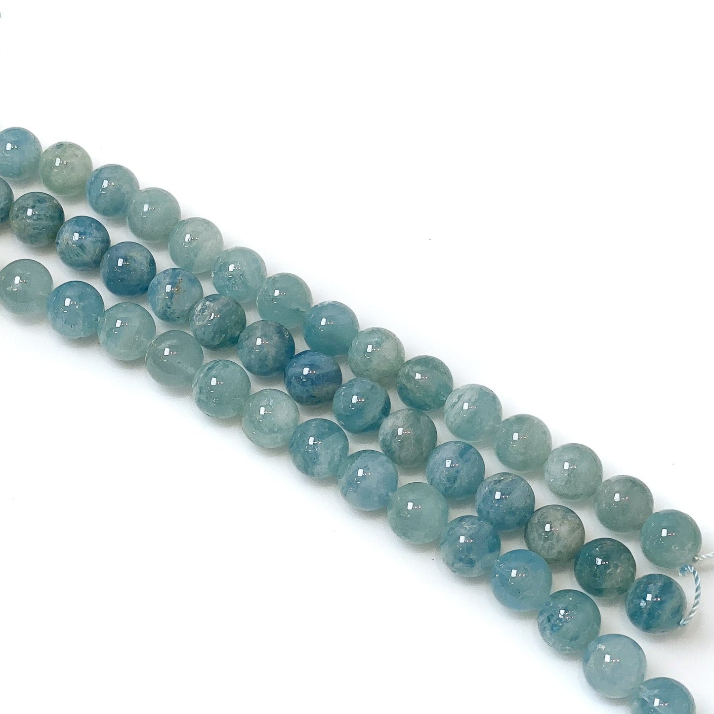 Aquamarine 12mm Smooth Round Bead - 8" Strand