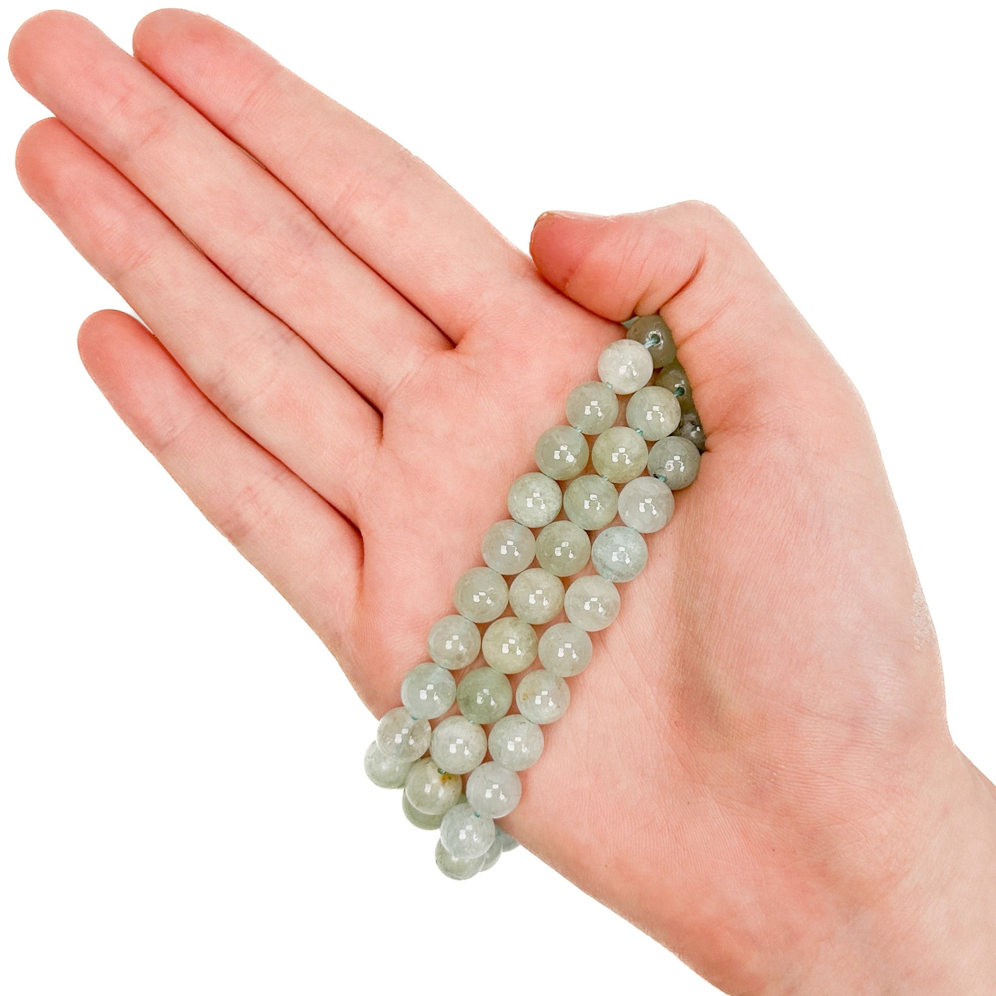 Aquamarine 8mm Smooth Round Bead - 8" Strand (GEM2089)-The Bead Gallery Honolulu