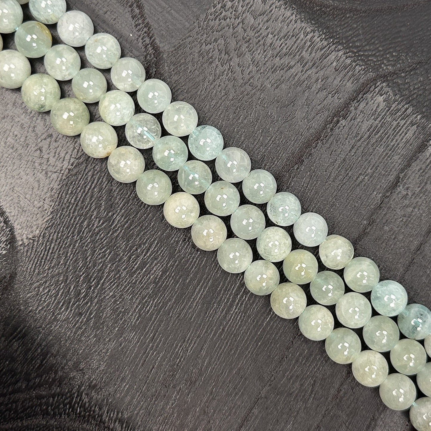 Aquamarine 8mm Smooth Round Bead - 8" Strand (GEM2089)-The Bead Gallery Honolulu