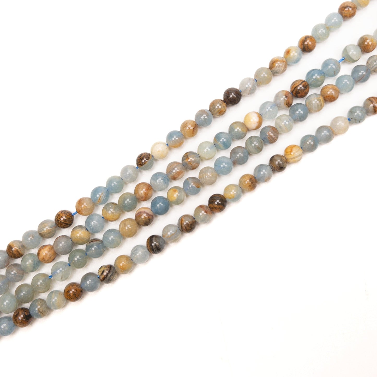 Aquatine Blue Calcite 6mm Round Bead - 7.5" Strand