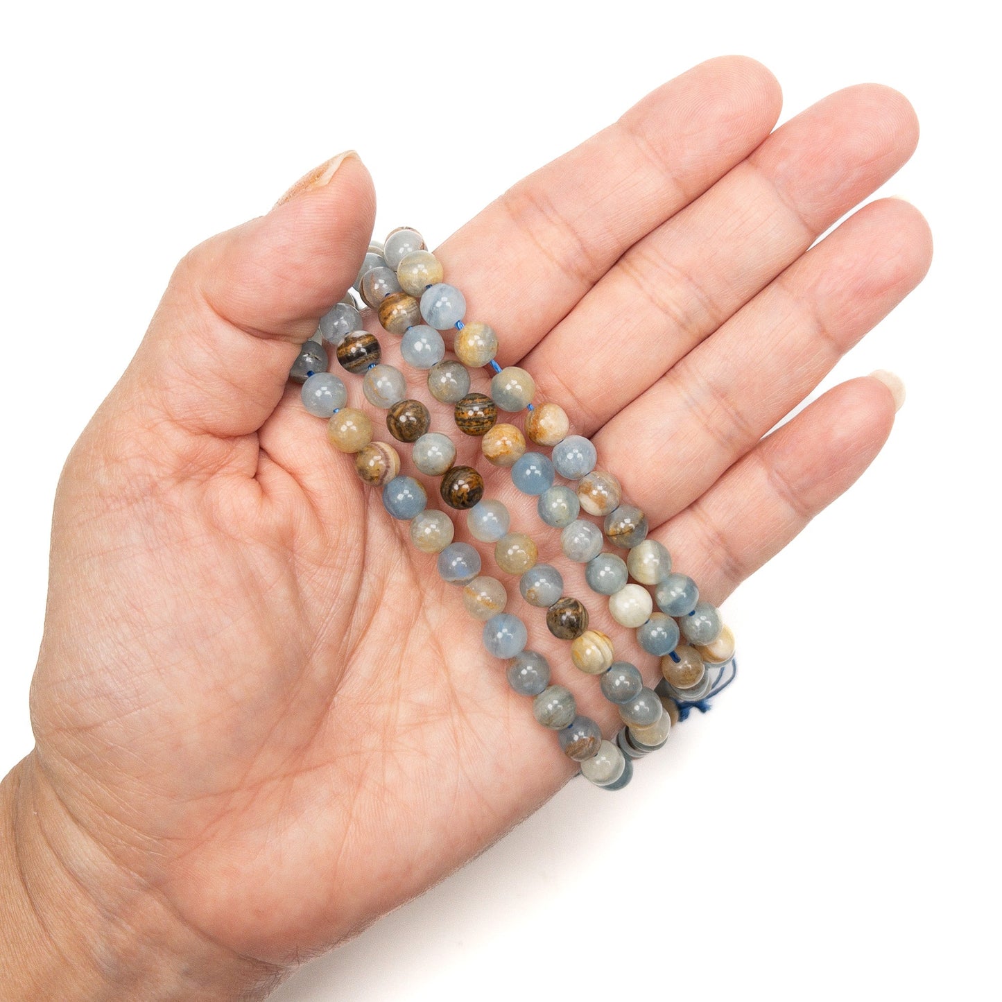 Aquatine Blue Calcite 6mm Round Bead - 7.5" Strand