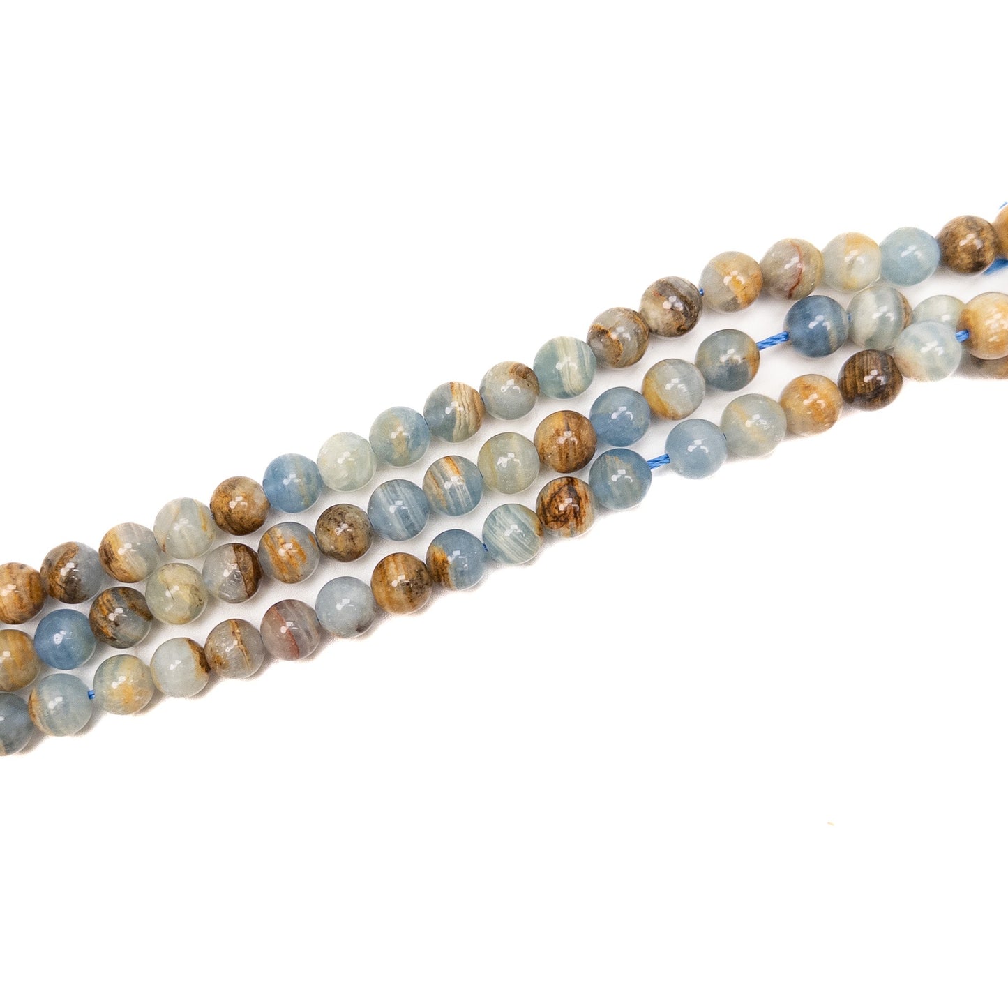 Aquatine Blue Calcite 8mm Round Bead - 7.5" Strand-The Bead Gallery Honolulu