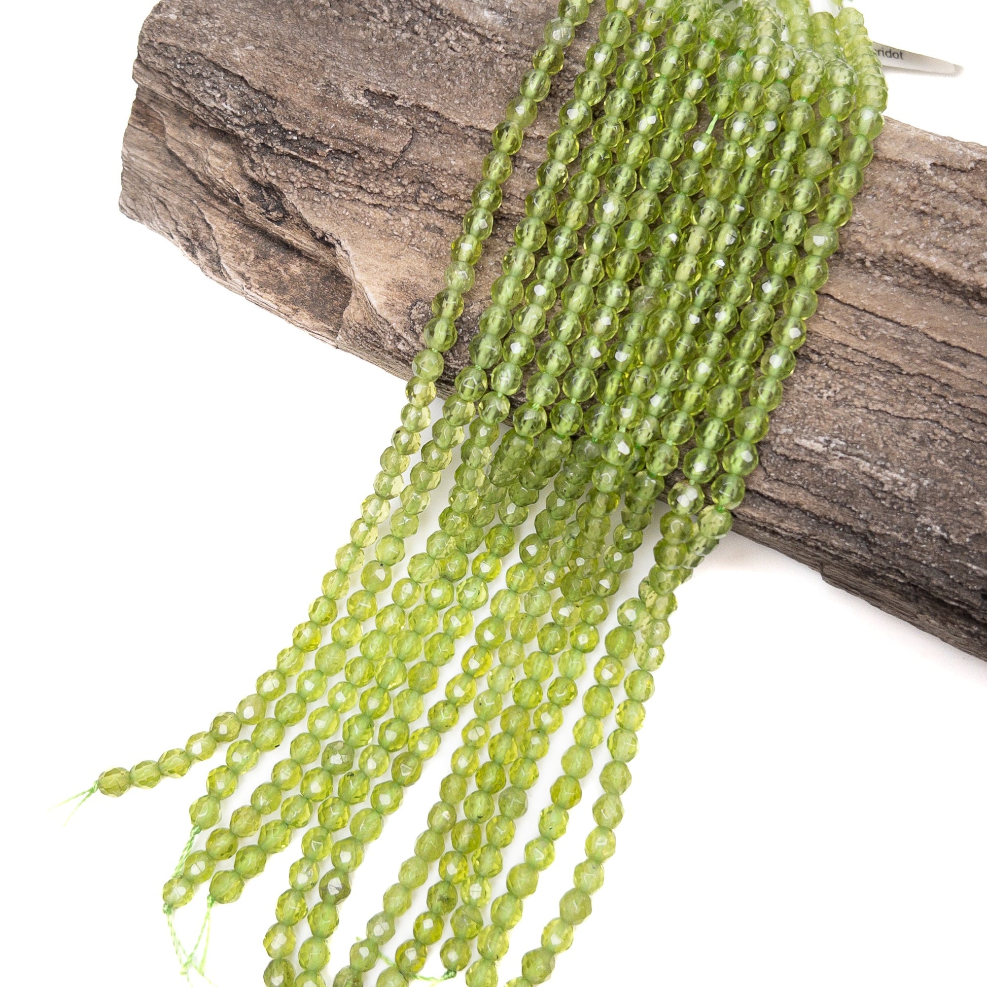 Arizona Peridot 4.5mm Faceted Round Bead - 7.75" Strand