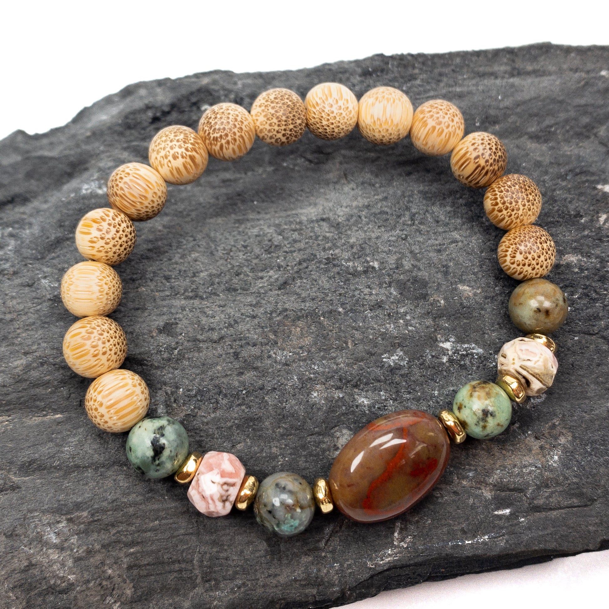 Bamboo Baby: Mixed Gemstone & Bamboo Stretchy Bracelet - Kit or Finished Bracelet