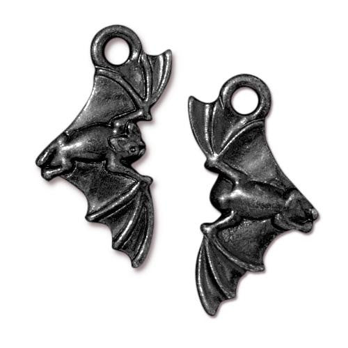 Bat Charm (Oxidized Black Pewter) - 2 pcs.-The Bead Gallery Honolulu