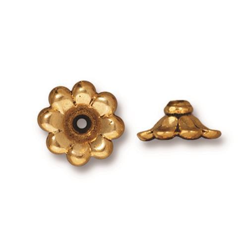 11mm Scalloped Flower Bead Cap (2 Colors Available) - 1 pc.