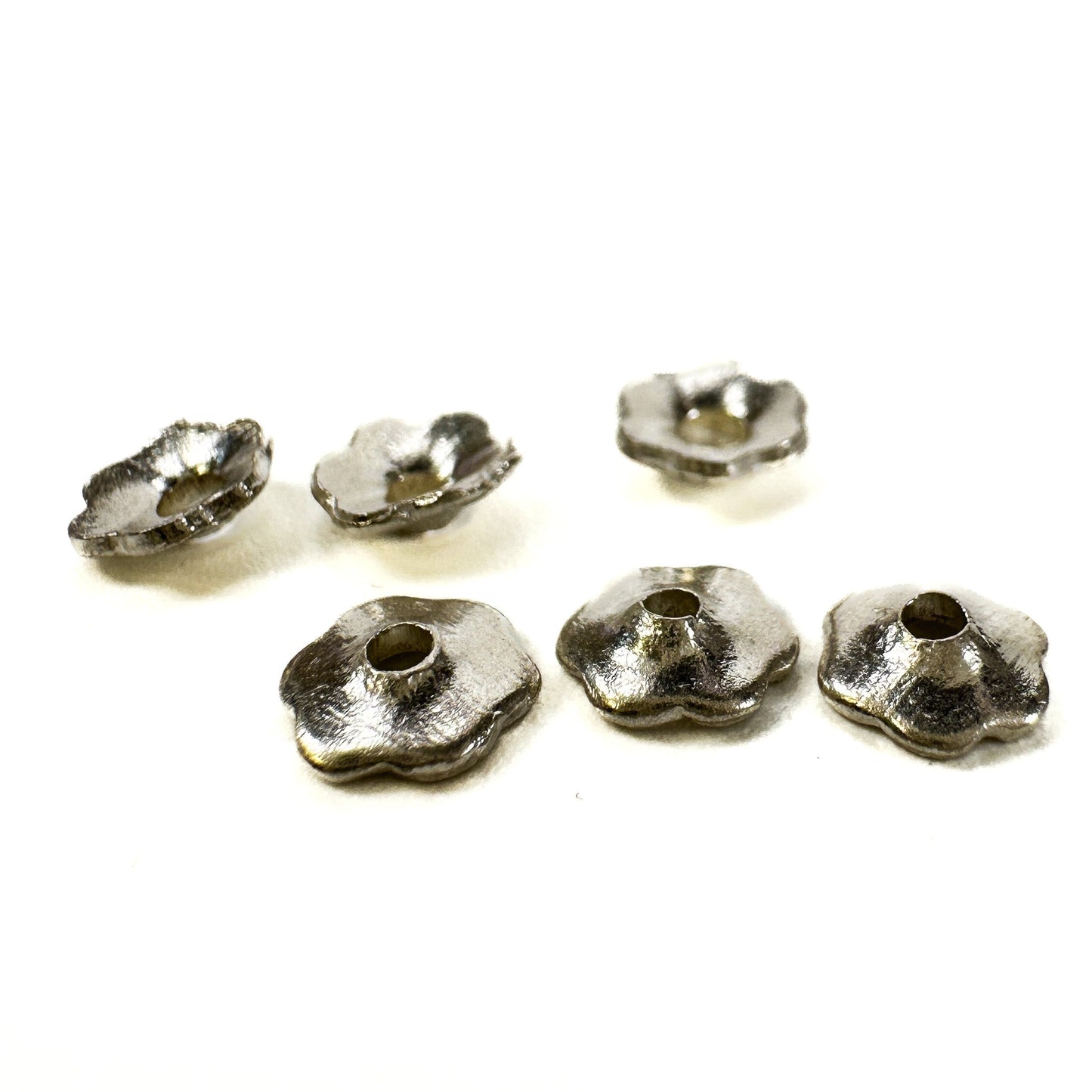 Bead Cap 7mm Solid Mini Flower (Thai Silver) - 6 pc. (M1018)