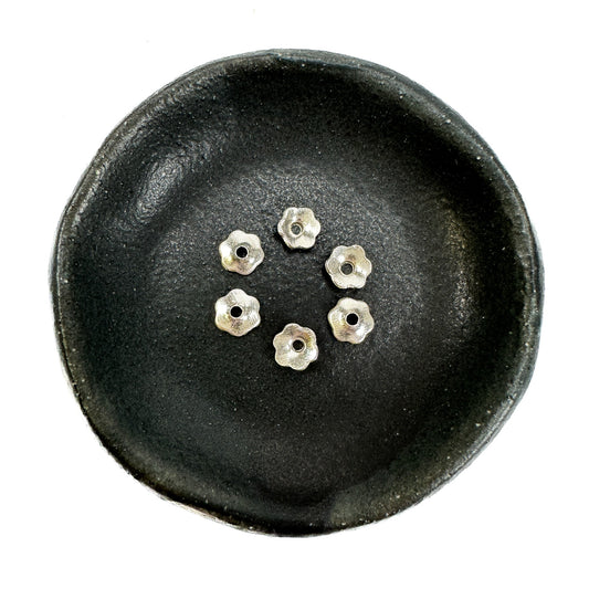Bead Cap 7mm Solid Mini Flower (Thai Silver) - 6 pc. (M1018)-The Bead Gallery Honolulu