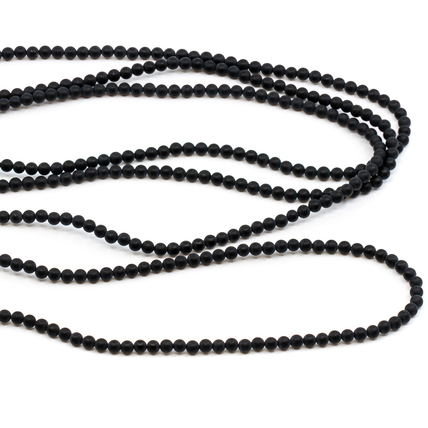 Black Agate 4mm Matte Smooth Round Bead - 16" Strand