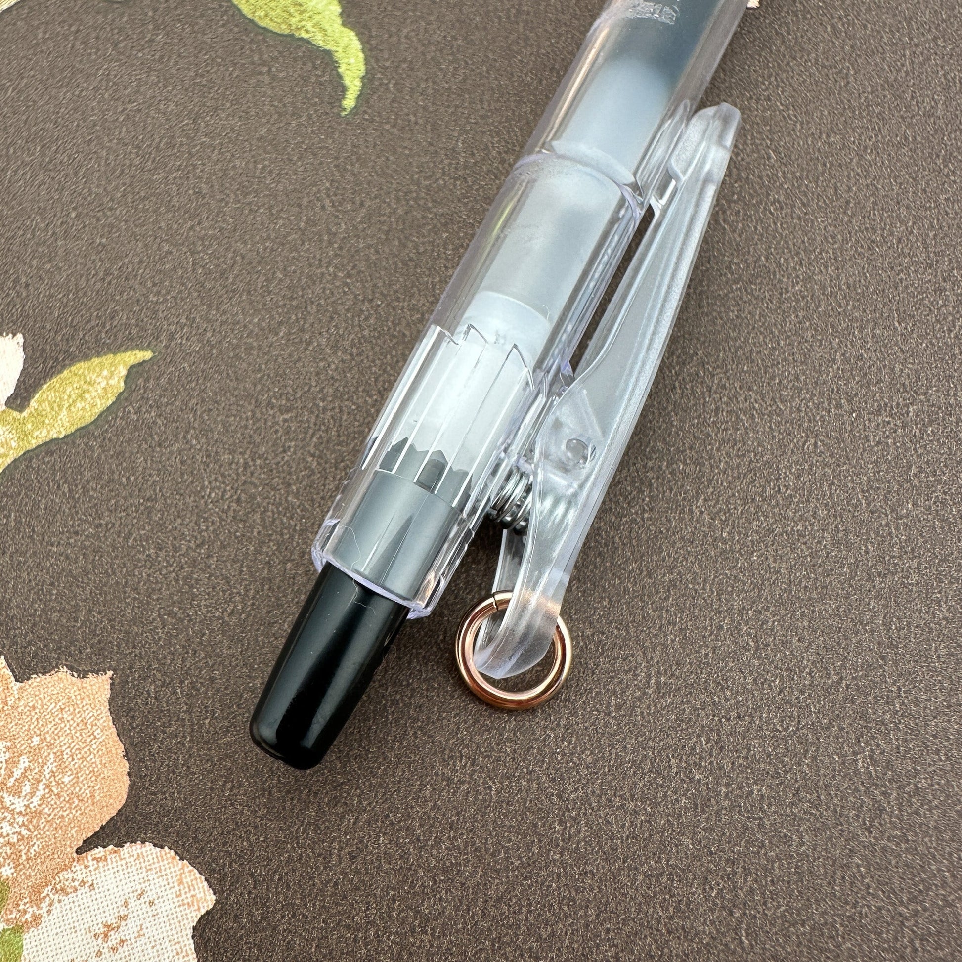 Black Gel Ink Pen with 8mm Jump Ring (3 Metal Options) - 1 set (KT412)-The Bead Gallery Honolulu