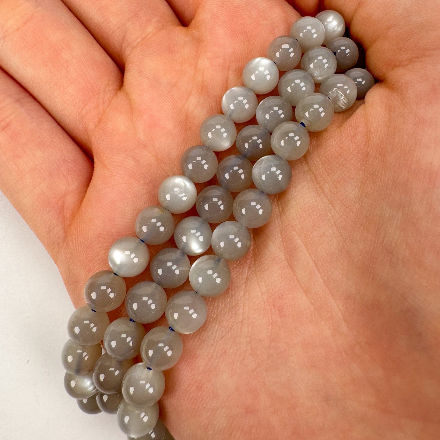 Black Moonstone 6mm Smooth Round Bead - 8" Strand (GEM2341)