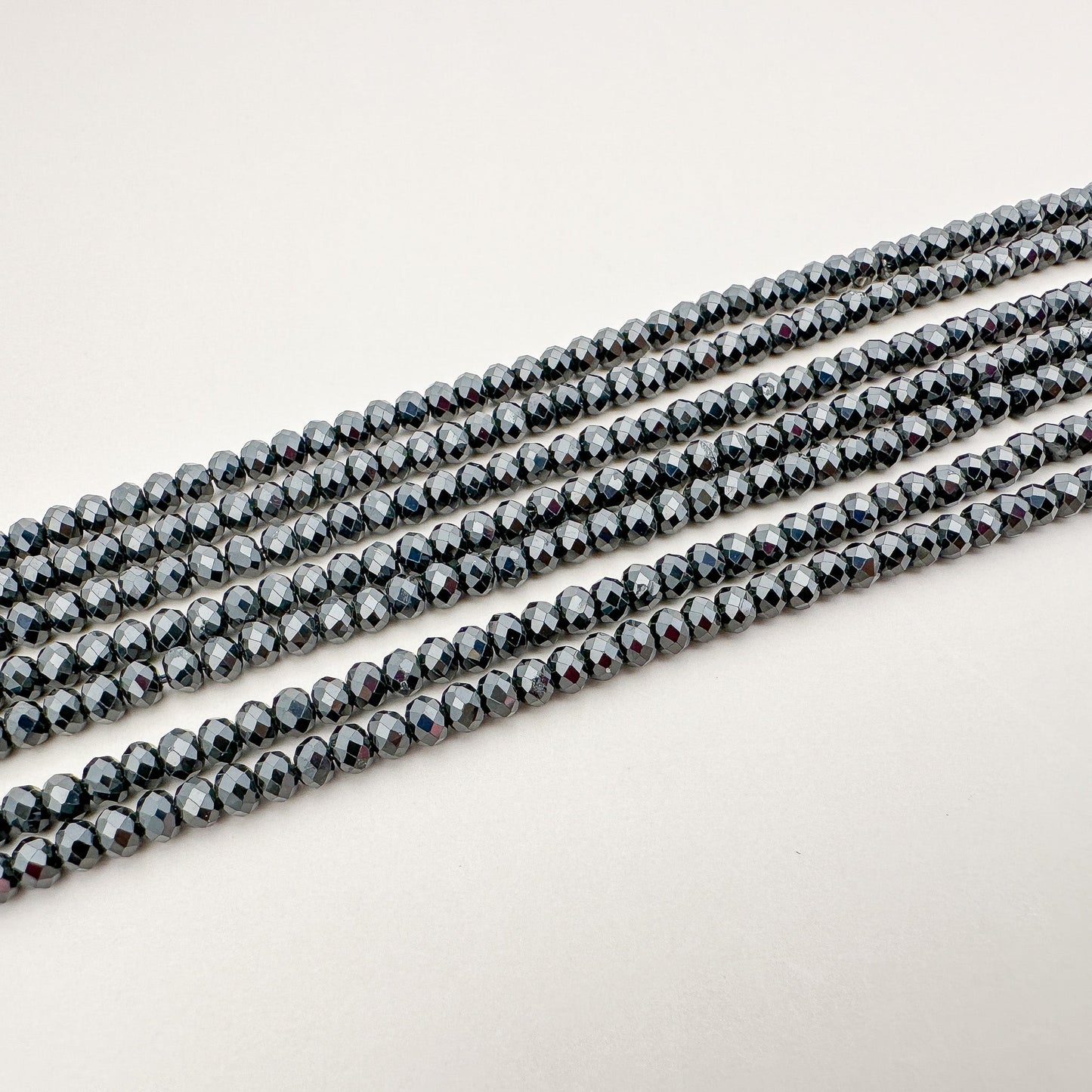 Black Tourmaline 4x3mm Faceted Rondelle Bead - 7.5" Strand (GEM785)