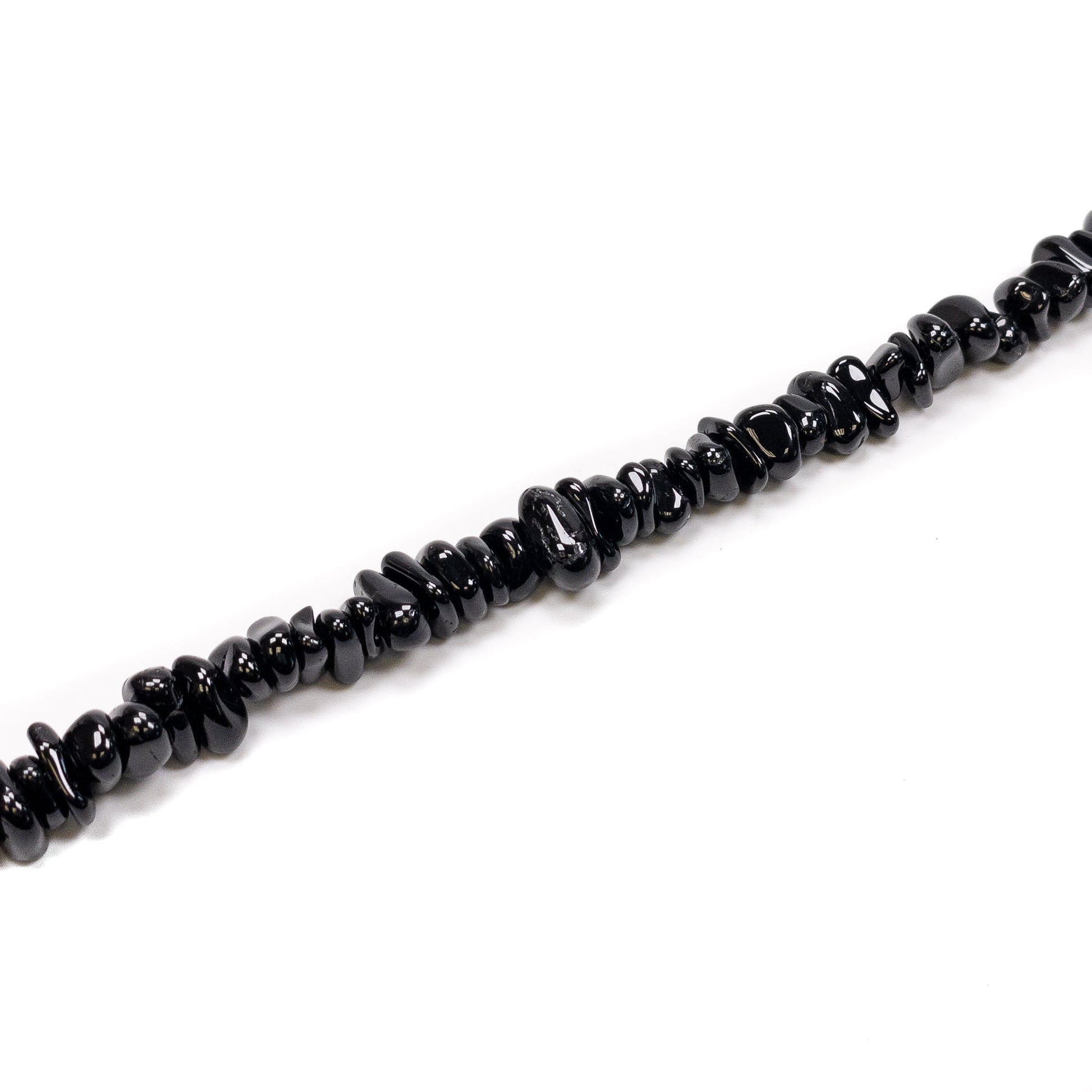 Black Tourmaline ~7x9mm Smooth Chip Bead - 8" Strand