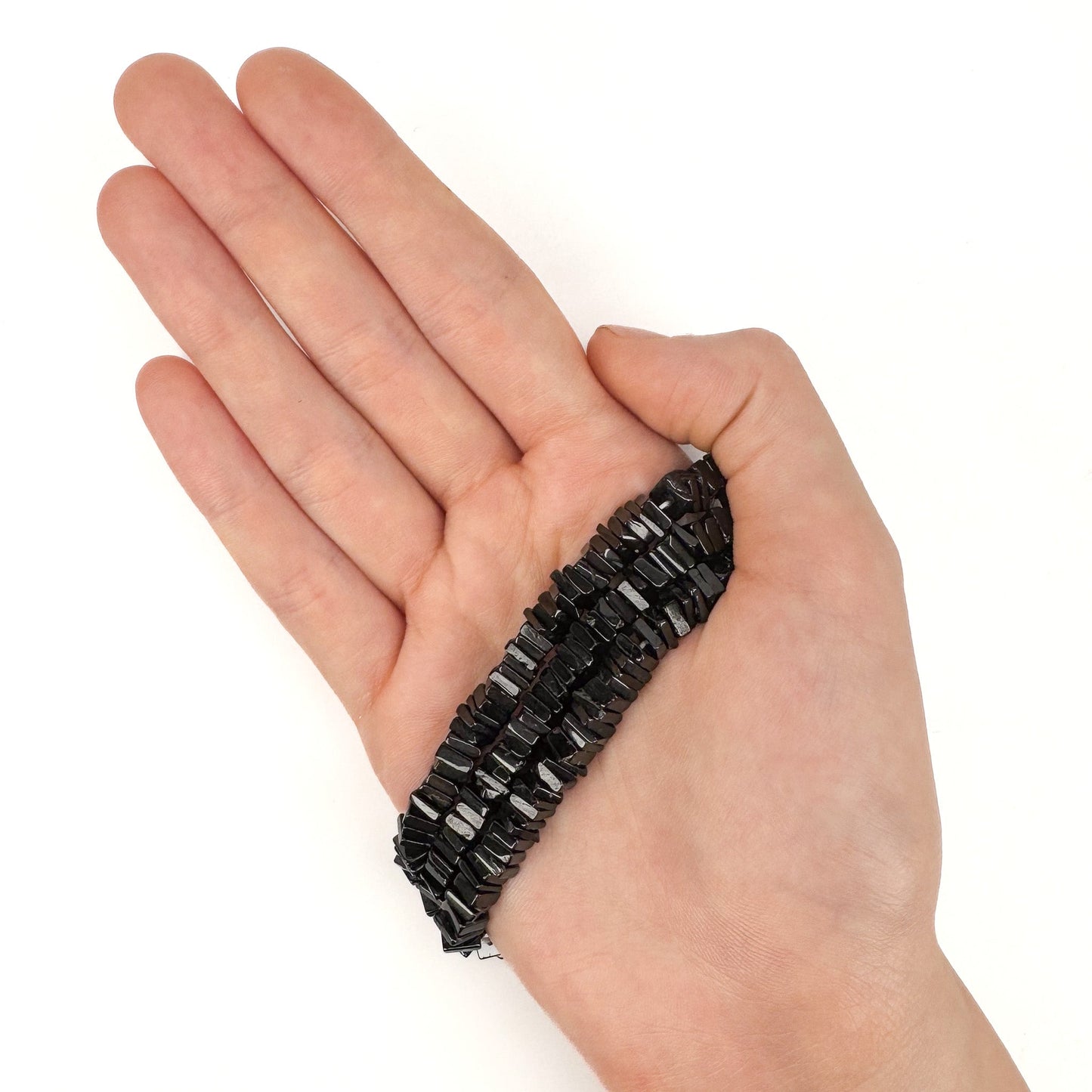 Black Tourmaline Flat Square Flat Bead - 8.5" Strand (GEM2343)-The Bead Gallery Honolulu