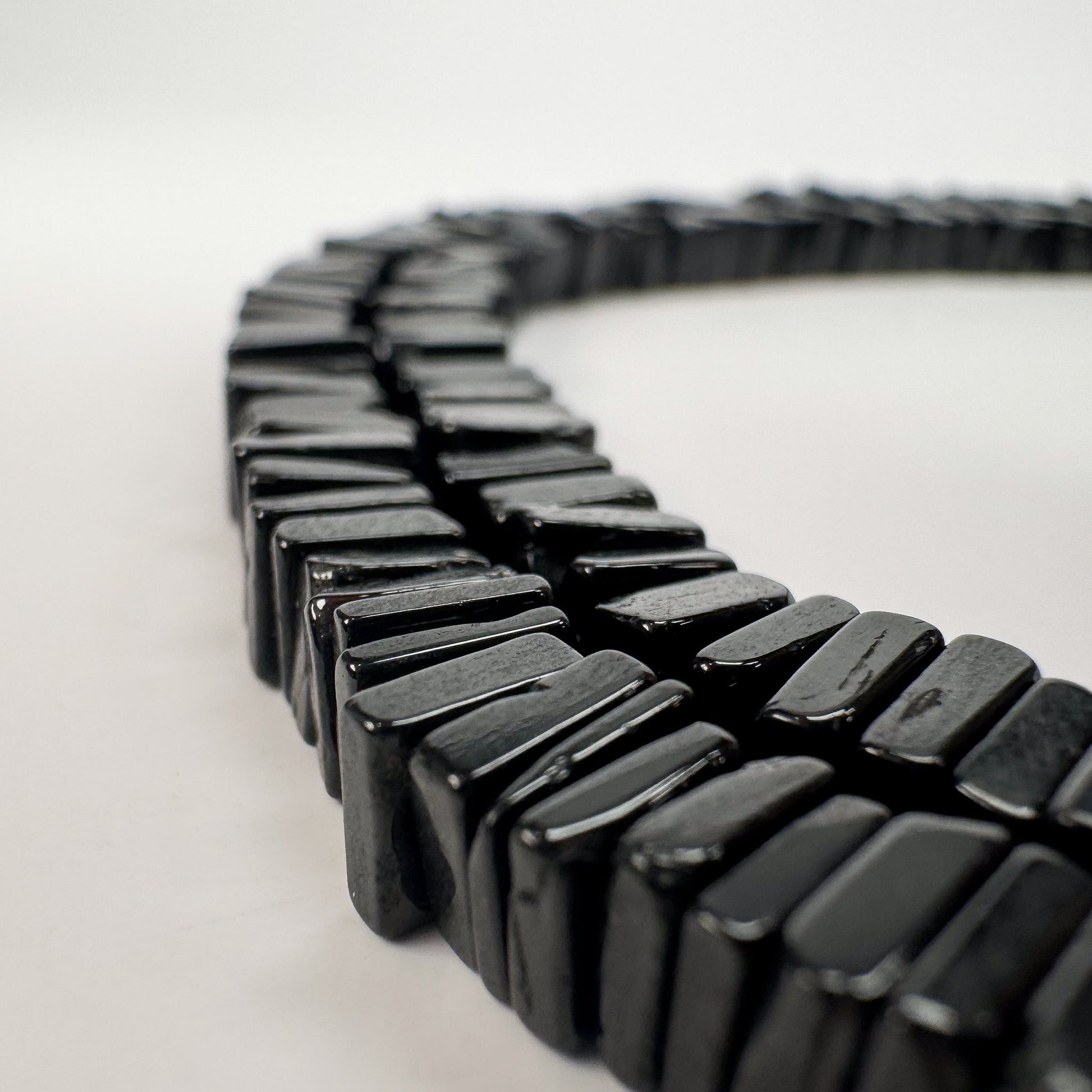 Black Tourmaline Flat Square Flat Bead - 8.5" Strand (GEM2343)-The Bead Gallery Honolulu