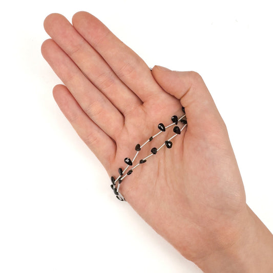 Black Tourmaline Small Faceted Briolette Bead - 21 pc. Strand (GEM2342)-The Bead Gallery Honolulu