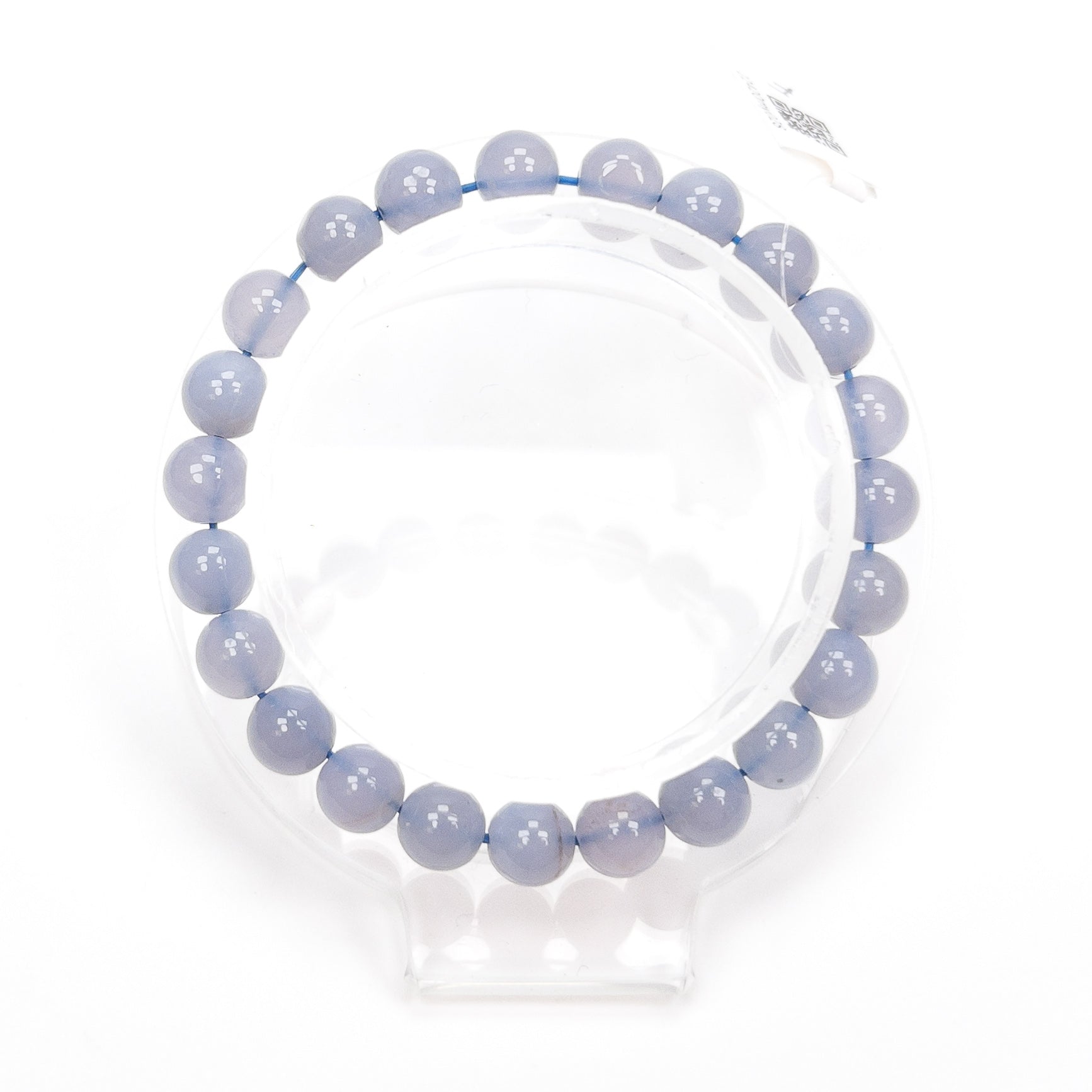 Blue Chalcedony 8mm Smooth Round Bead Stretchy Cord Bracelet - 1 pc.