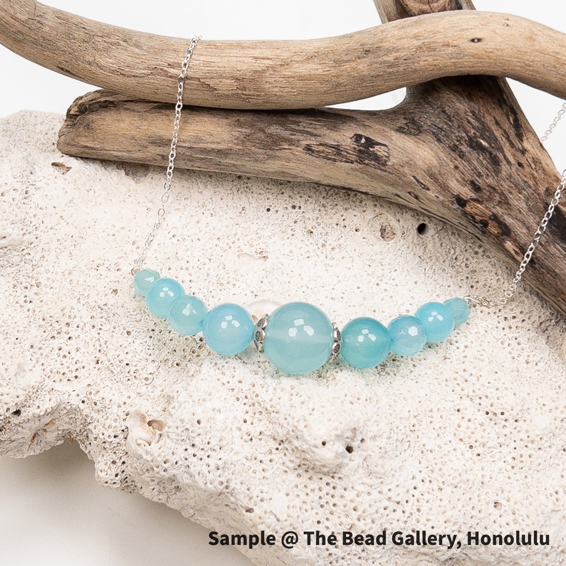 Blue Chalcedony Premium Round Gemstone Bead Mix - 9 pcs.