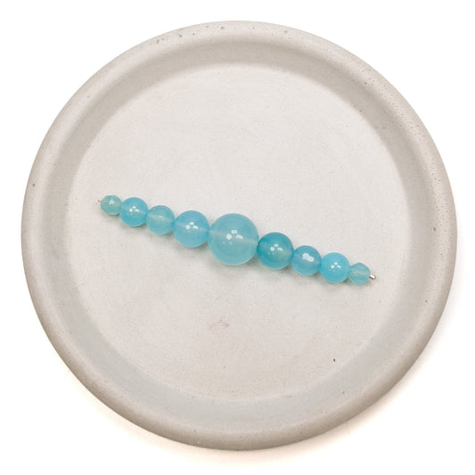 Blue Chalcedony Premium Round Gemstone Bead Mix - 9 pcs.