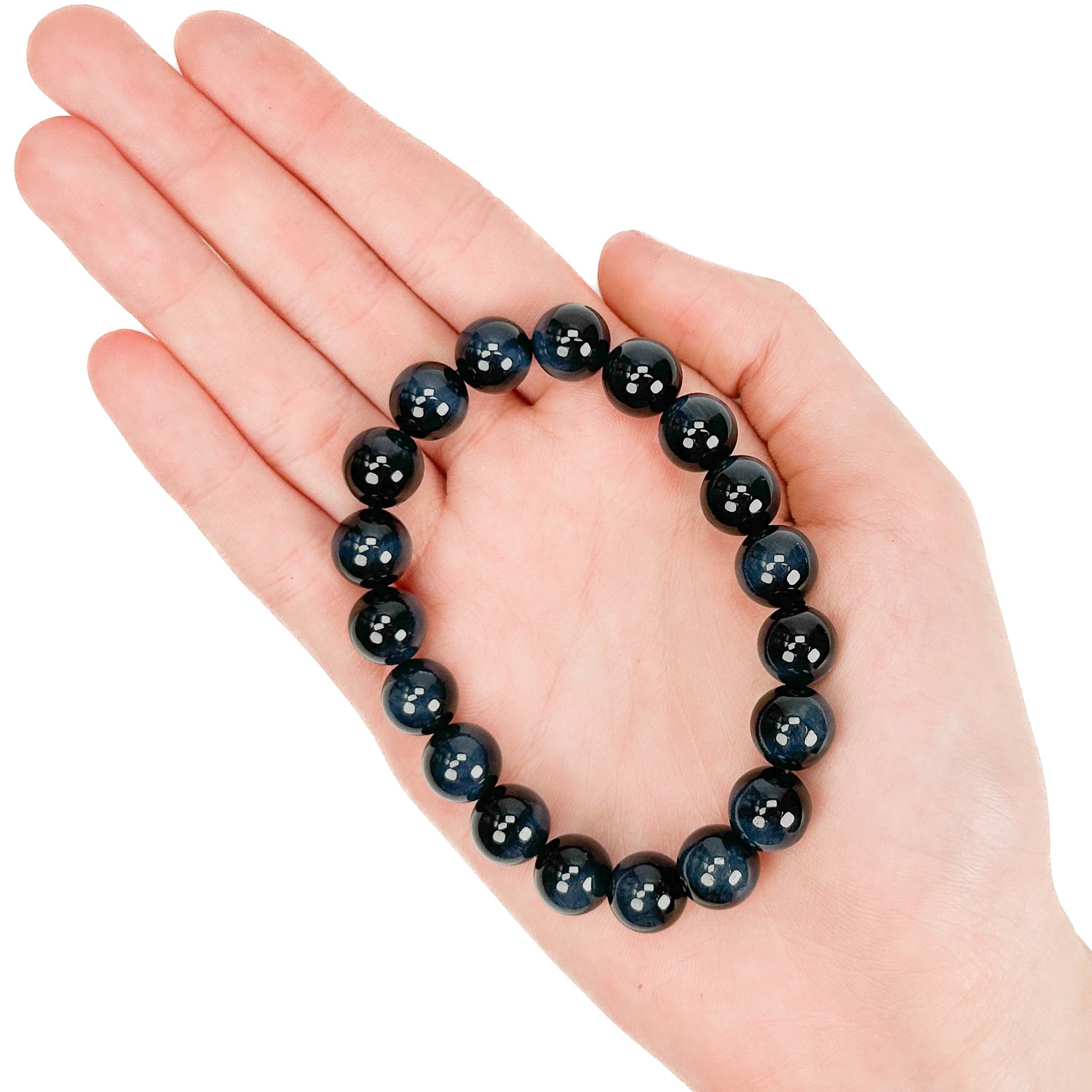 Blue Tiger Eye 10mm Smooth Round Bead Stretchy Bracelet - 1 pc.-The Bead Gallery Honolulu