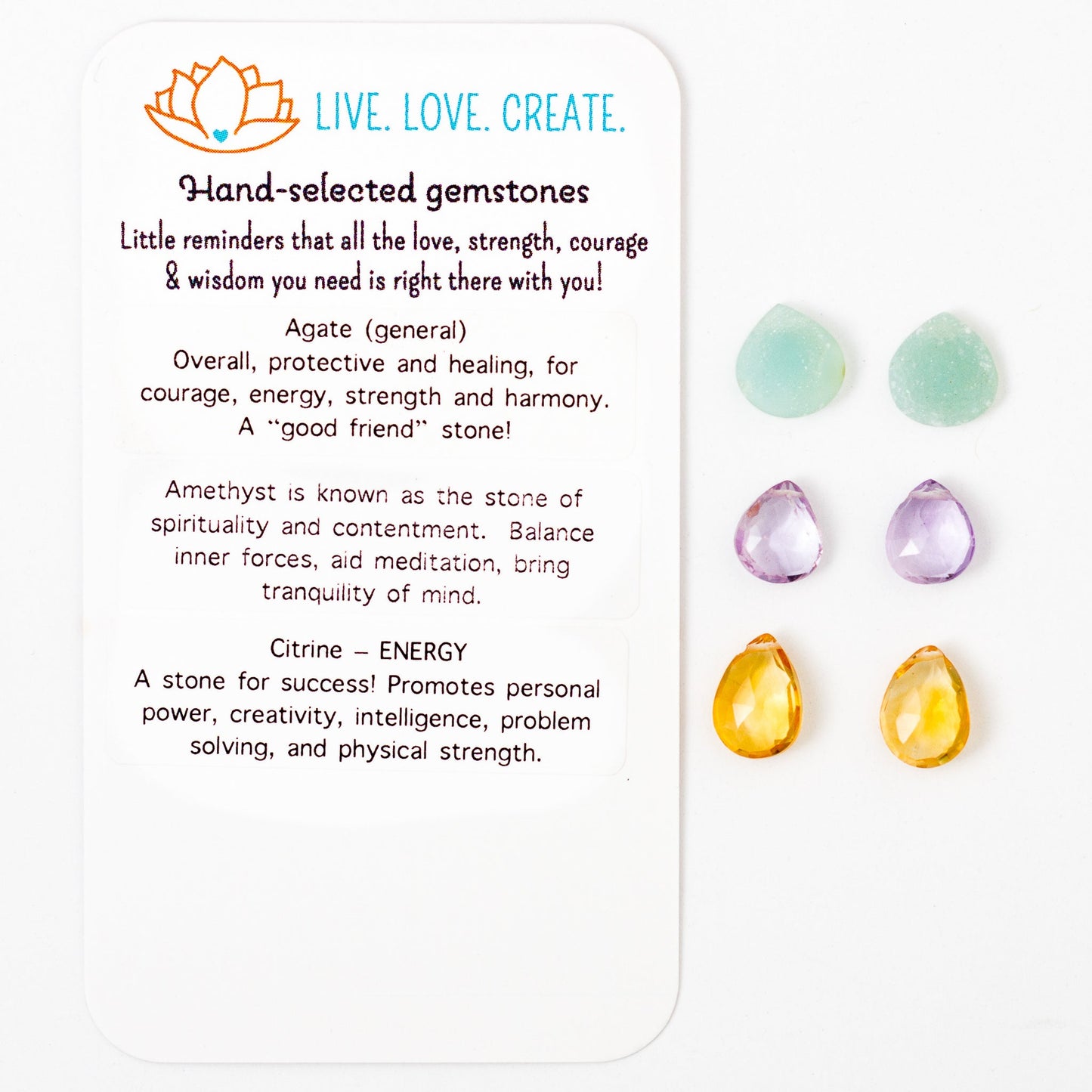 Briolette Gem Pairs Mix - Drusy, Pink Amethyst, Citrine