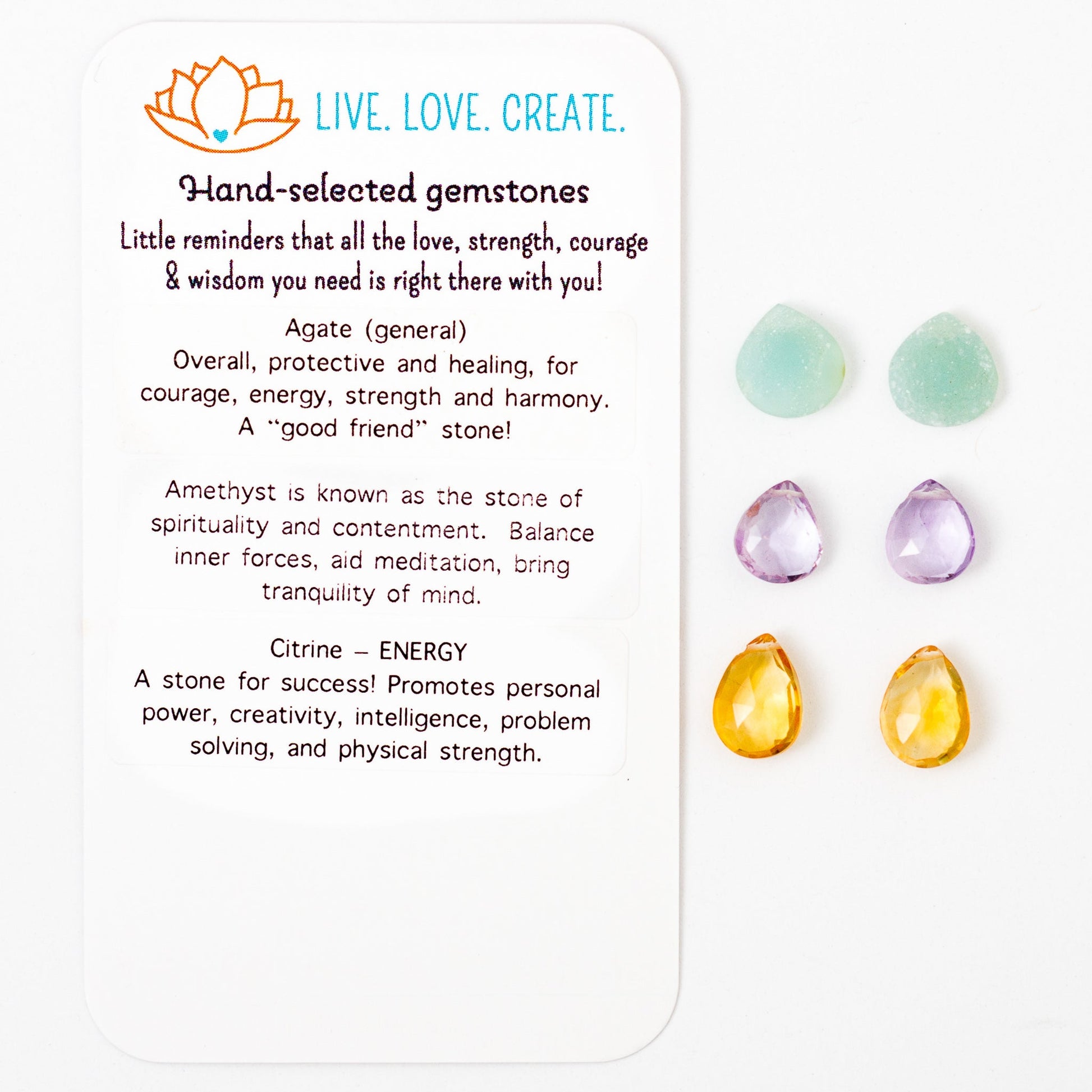 Briolette Gem Pairs Mix - Drusy, Pink Amethyst, Citrine