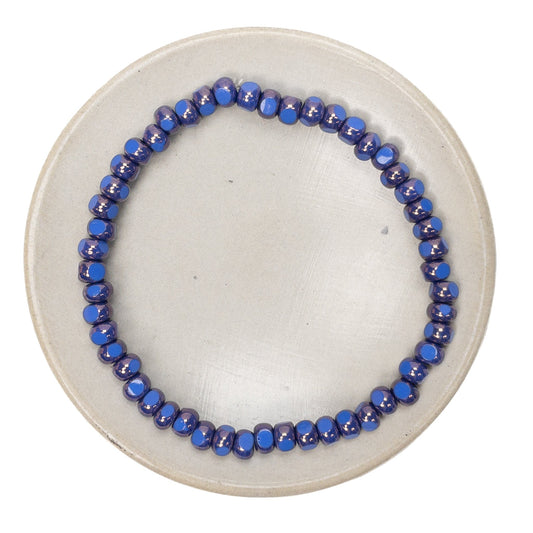 Bronze Luster Opaque Blue Window-Cut 6/0 Glass Seed Bead - 50 pcs.